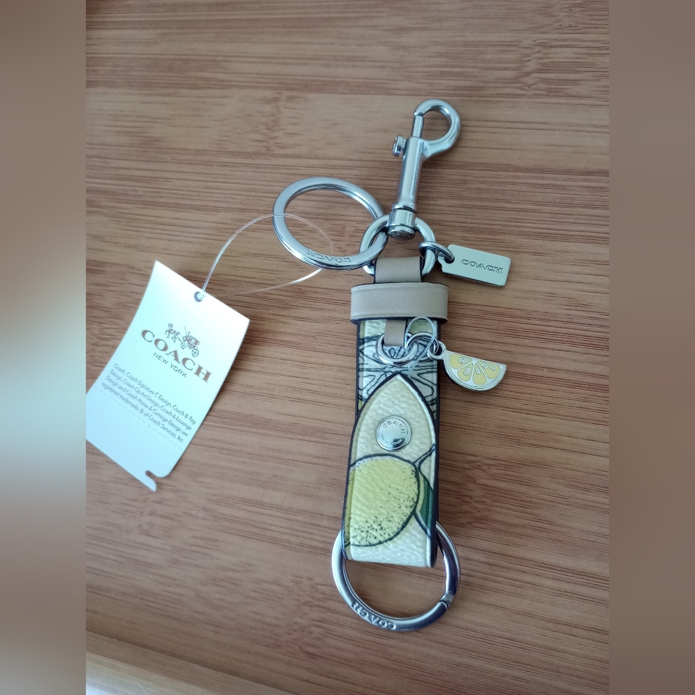 Coach Lemon Print Trigger Snap Bag Charm